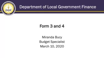 Dep  Depar  artmen  ent of  of Lo  Loca  cal Go  Governmen  ent Finan  Finance  ce  For  orm 3 an