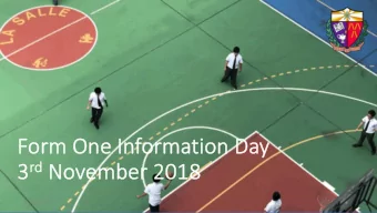 Fo  Form One Information Day rd No 3 rd  November 2018  2018  22/11/2018  1  SCHOOL CONTEXT