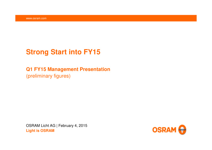 strong start into fy15