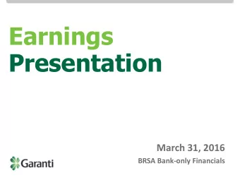 Presentation  March 31, 2016 BRSA Bank-only Financials Investor Relations / BRSA Bank-only Earnings