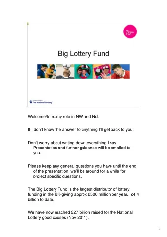 Welcome/Intro/my role in NW and Ncl.  Welcome/Intro/my role in NW and Ncl.  If I dont know the