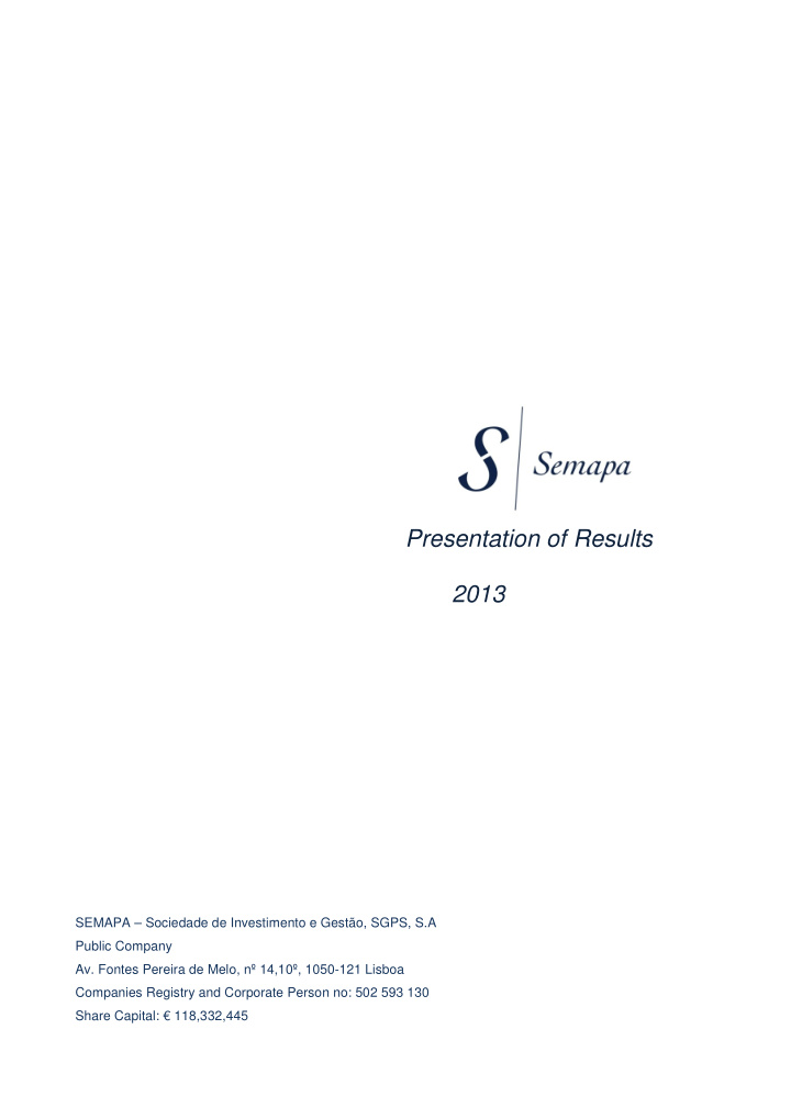 presentation of results 2013