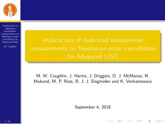Implications of dedicated seismometer  cancellation for  Advanced LIGO  M. Coughlin  measurements