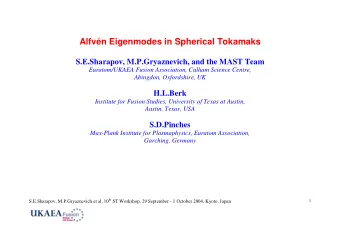 Alfvn Eigenmodes in Spherical Tokamaks  S.E.Sharapov, M.P.Gryaznevich, and the MAST Team