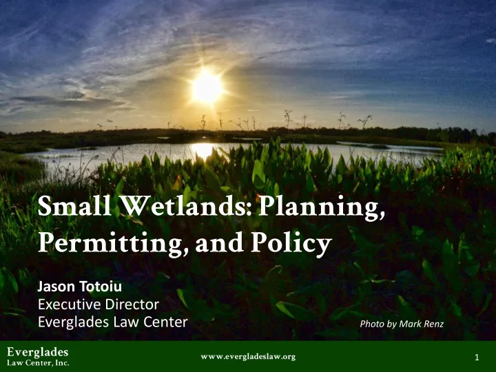 small wetlands planning