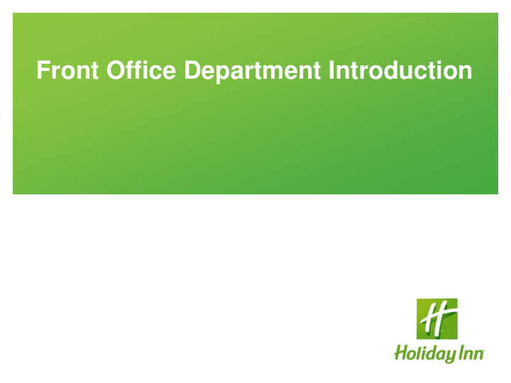 front office department introduction
