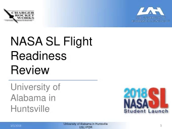 Readiness  Review  University of  Alabama in  Huntsville  University of Alabama in Huntsville