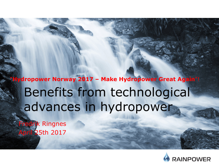 benefits from technological advances in hydropower