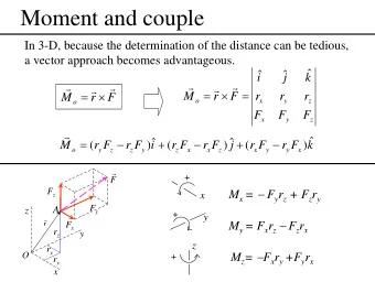 Moment and couple  In 3-D, because the determination of the distance can be tedious,  a vector