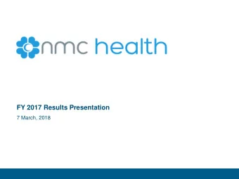 FY 2017 Results Presentation  7 March, 2018  Safe Harbour statement  Important information: