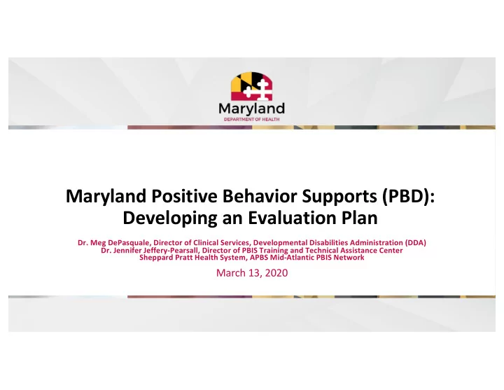 maryland positive behavior supports pbd developing an