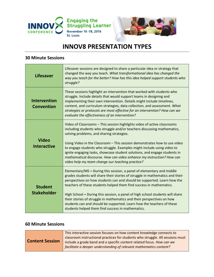 innov8 presentation types