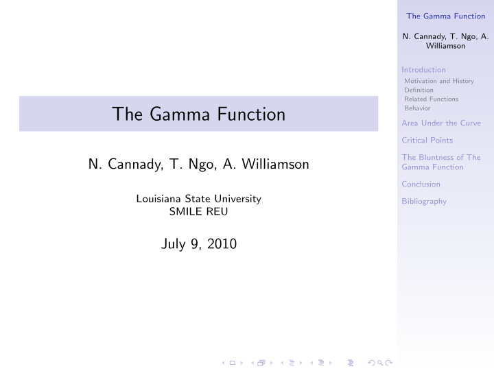 the gamma function