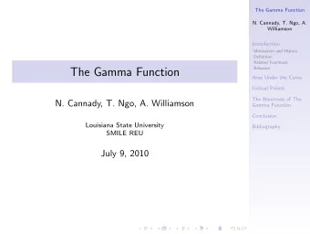 The Gamma Function  Behavior  Area Under the Curve  Critical Points  The Bluntness of The  N.
