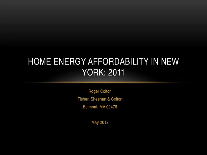 home energy affordability in new york 2011
