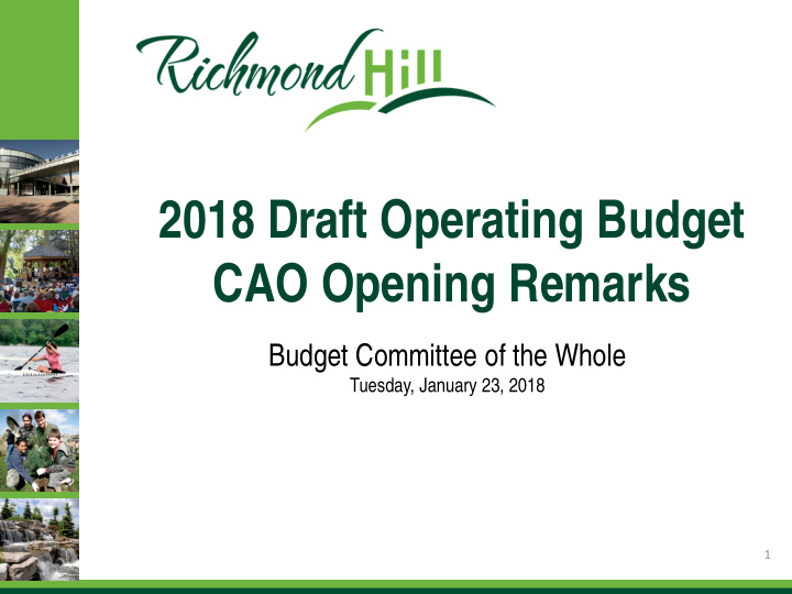 2018 draft operating budget cao opening remarks