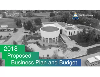 2018  Proposed  Business Plan and Budget  2018 Proposed Business Plan and Budget  Community