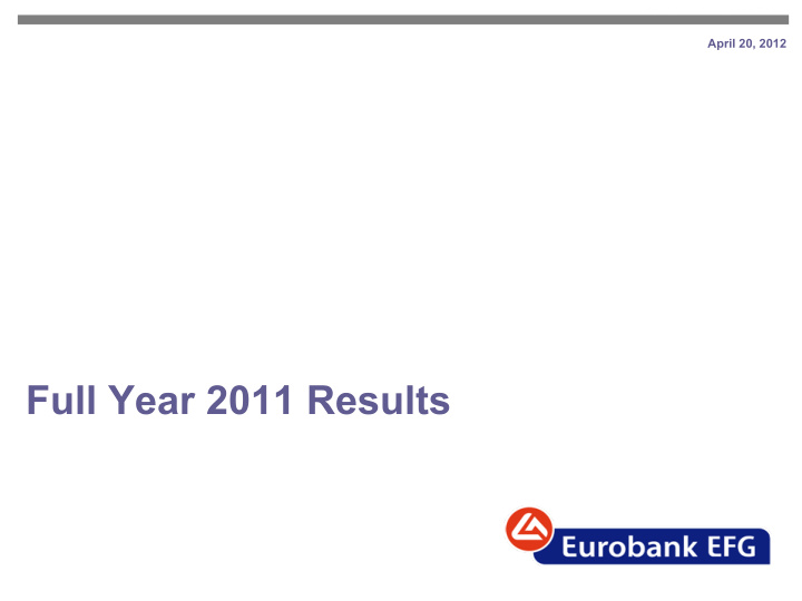 full year 2011 results