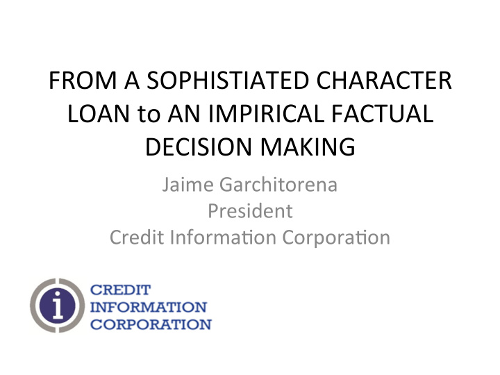 from a sophistiated character loan to an impirical