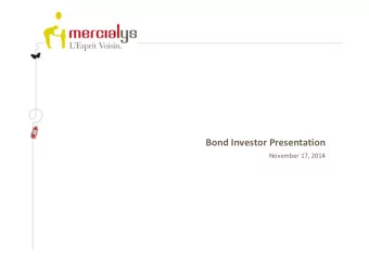 Bond Investor Presentation  November 17, 2014  Disclaimer  This presentation may contain certain