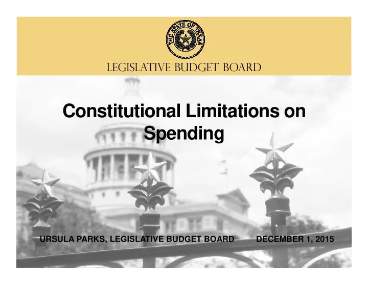 constitutional limitations on s endin spending p g