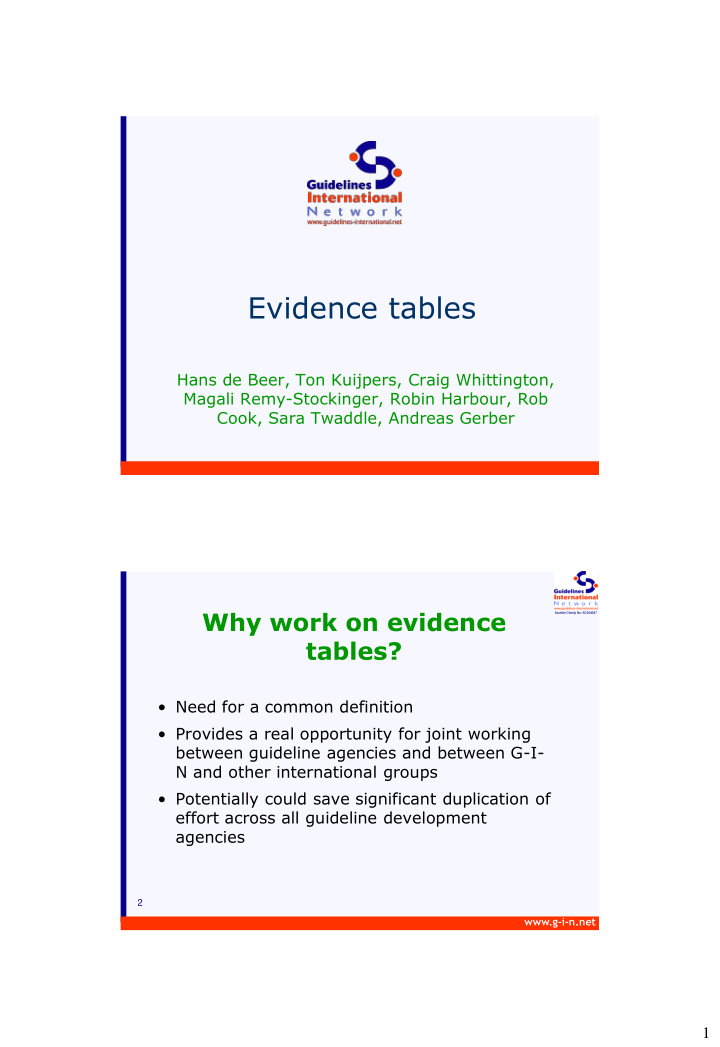 evidence tables