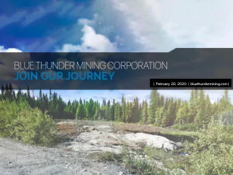 | February 20, 2020 | bluethundermining.com|  Forward Looking Statements  This document contains