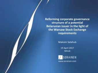 the Warsaw Stock Exchange  requirements  Maksim Salahub  19 April 2017  Minsk  Warsaw Stock