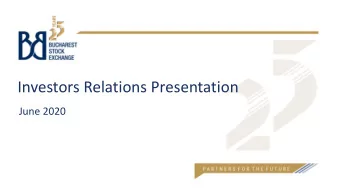 Investors Relations Presentation  June 2020  Bucharest Stock Exchange (BVB)  Price evolution of BVB