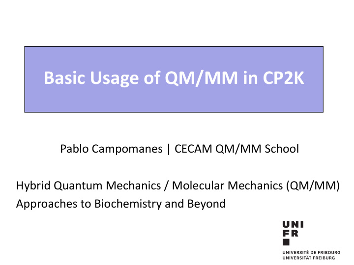 basic usage of qm mm in cp2k