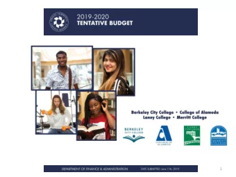 1  I. Major Budget Assumptions  General Assumptions  1. The 2019-20 General Fund Unrestricted