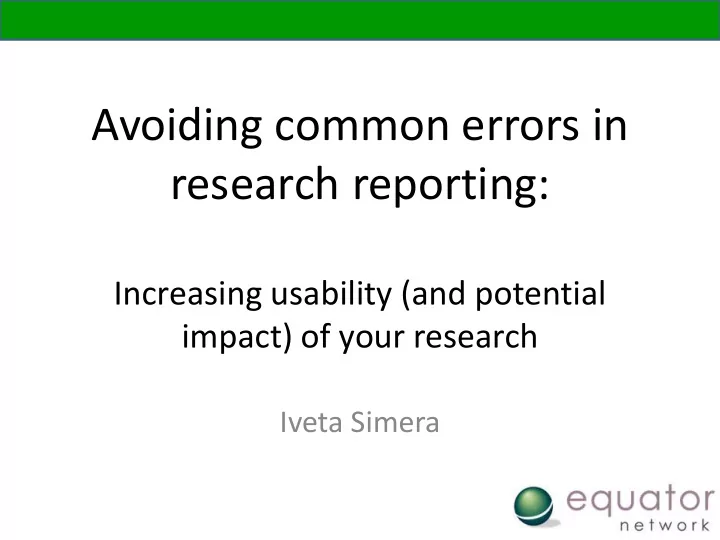 avoiding common errors in