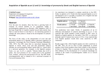 Abstract  [-pro-drop]  [+pro-drop]  L1 Greek  L2 English  L2 Spanish  Over the past two decades,