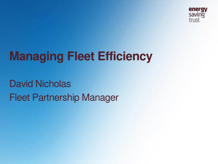 david nicholas fleet partnership manager agenda energy
