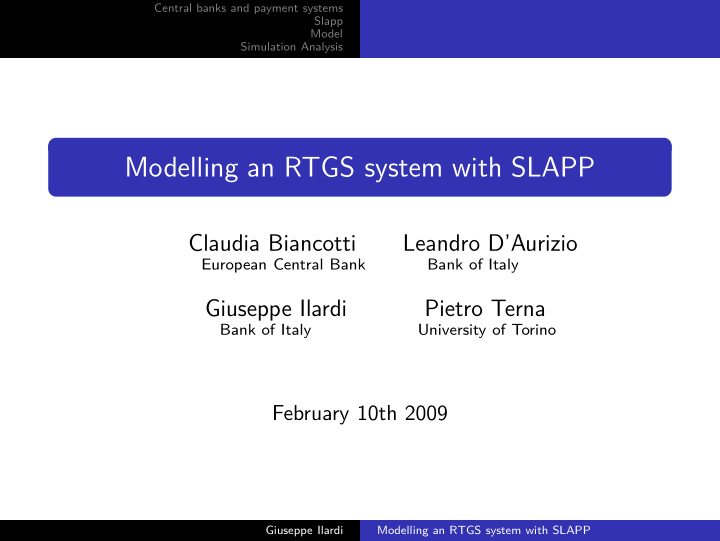 modelling an rtgs system with slapp