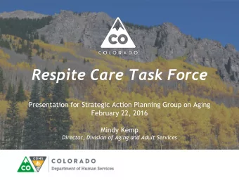 Respite Care Task Force  Presentation for Strategic Action Planning Group on Aging  February 22,