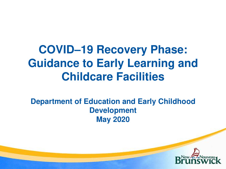 covid 19 recovery phase guidance to early learning and