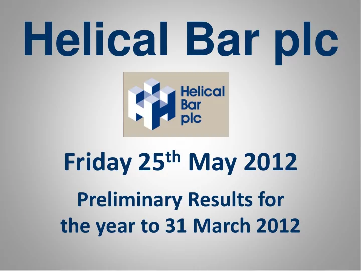 helical bar plc