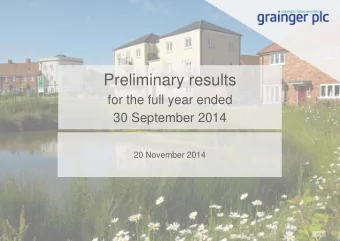 Preliminary results  for the full year ended  30 September 2014  20 November 2014  v1.3  Disclaimer