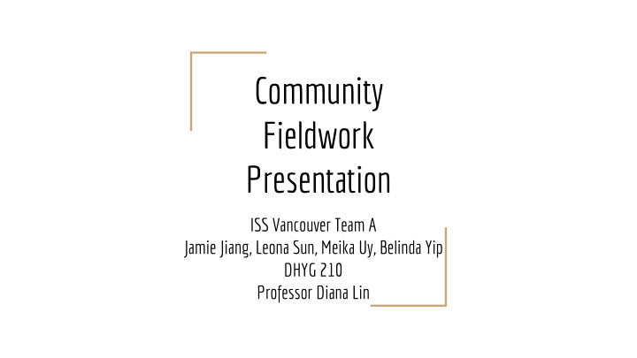 community fieldwork presentation