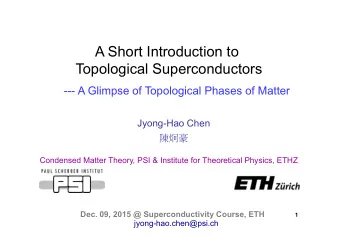 A Short Introduction to  Topological Superconductors --- A Glimpse of Topological Phases of Matter