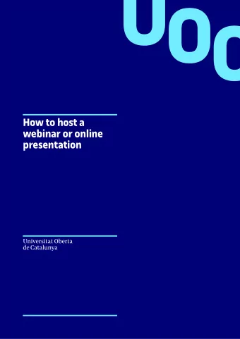 How to host a  webinar or online  presentation  1  Index  01.  How to host a webinar or online