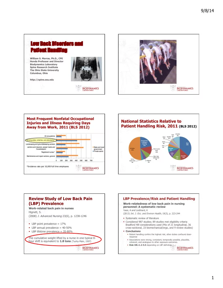 low back k disorders and pa