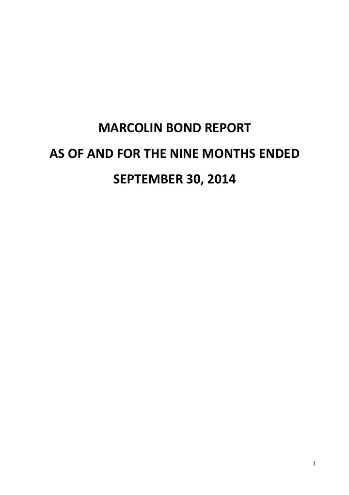 marcolin bond report as of and for the nine months ended