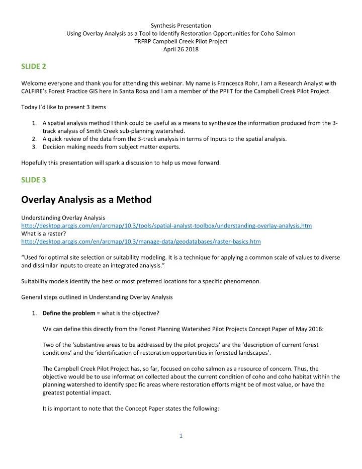 overlay analysis as a method
