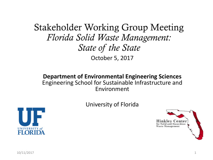 stakeholder working group meeting florida solid waste