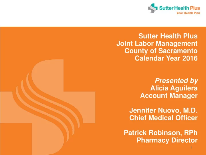 sutter health plus joint labor management county of