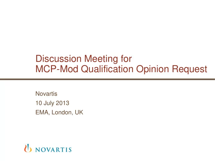 discussion meeting for mcp mod qualification opinion