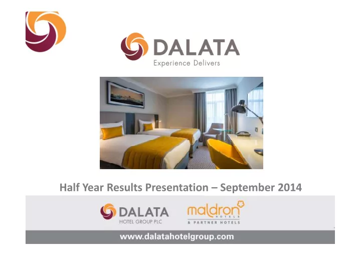 half year results presentation september 2014 disclaimer