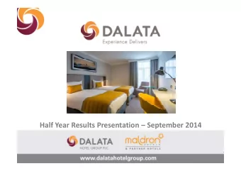 Half Year Results Presentation  September 2014  Disclaimer  This presentation document
